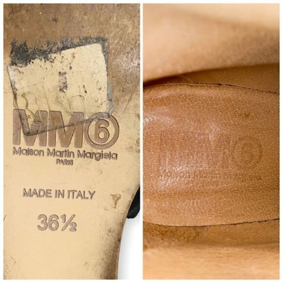 MM6 Maison Martin Margiela Boots Black Leather Wedge Ankle Boots, Size‎ 36.5 EU - Picture 8 of 13